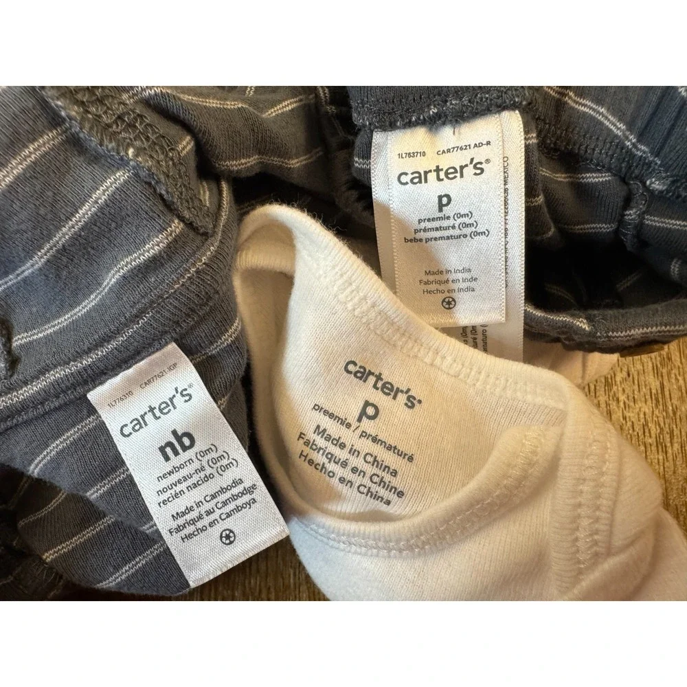 Carters Preemie Baby Outfit Boy 3 Piece Set Bodysuit Pants Jacket Button Striped
